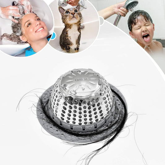 Universal Silicone Drain Hair Catcher - Flexible Bathroom Sink Cover for Pop-Up & Standard Drains, Leak-Proof Design