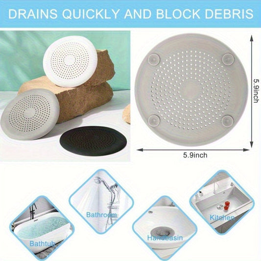 2 Pack Shower Drain Hair Catcher Silicone Drain Cover with Suction Cup Shower Drain Protector Drain Strainer Hair Stopper for Kitchen Bathroom Bathtub Sink New Black 2Pack